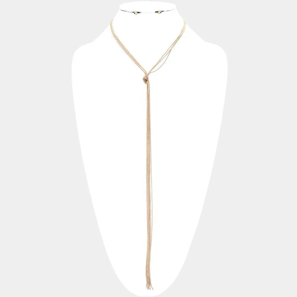 Gold Knot Pointed Multi Layered Metal Necklace - Jewelry Store by Erik Rayo