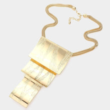 Load image into Gallery viewer, Gold Textured Curved Triple Metal Rectangle Layered Necklace
