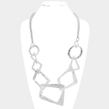 Load image into Gallery viewer, Textured Metal Open Geometric Ring Link Necklace

