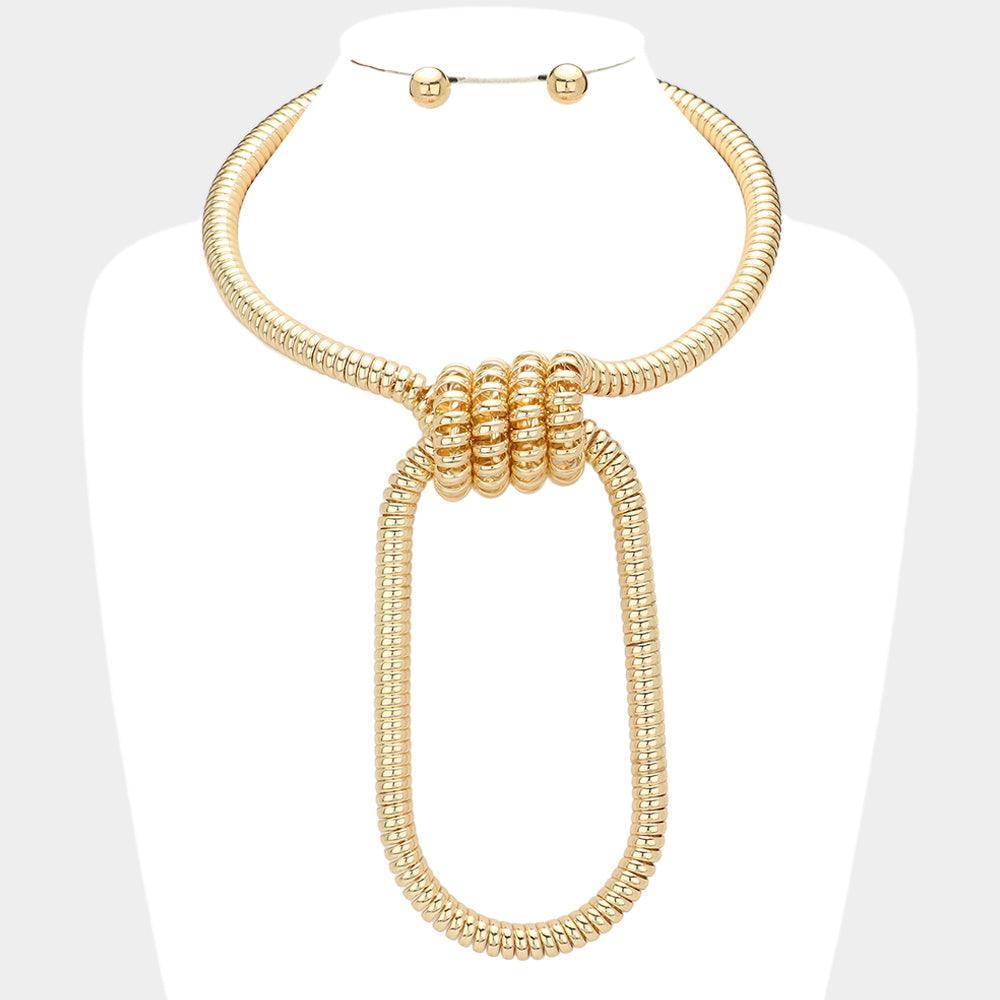 Gold Telephone Cord Abstract Metal Necklace - Jewelry Store by Erik Rayo