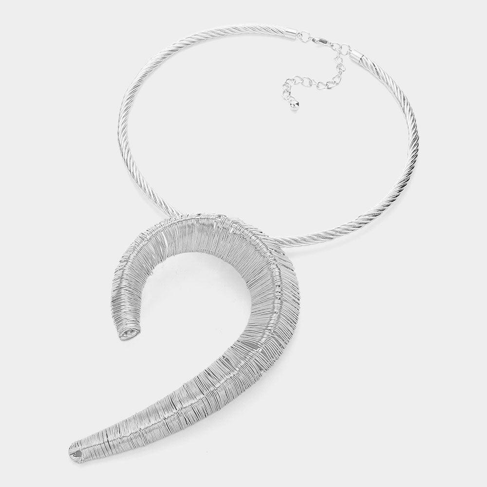 Abstract Textured Metal Oversized Pendant Statement Necklace - Jewelry Store by Erik Rayo