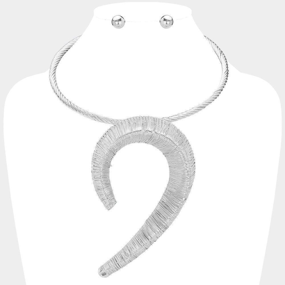 Abstract Textured Metal Oversized Pendant Statement Necklace - Jewelry Store by Erik Rayo