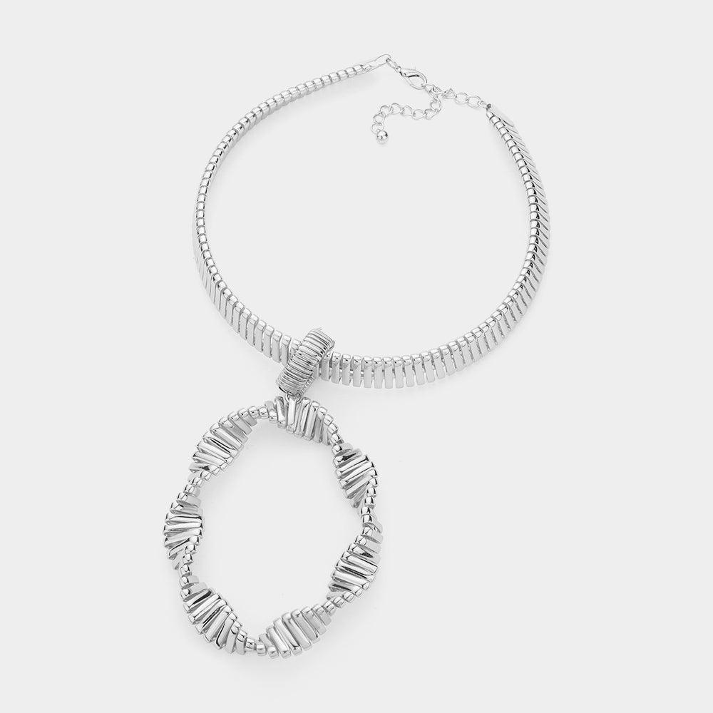Textured Metal Abstract Pendant Necklace - Jewelry Store by Erik Rayo