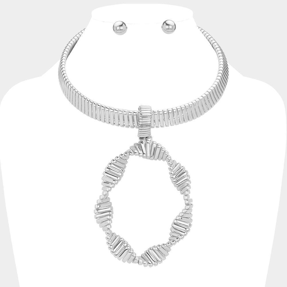 Textured Metal Abstract Pendant Necklace - Jewelry Store by Erik Rayo