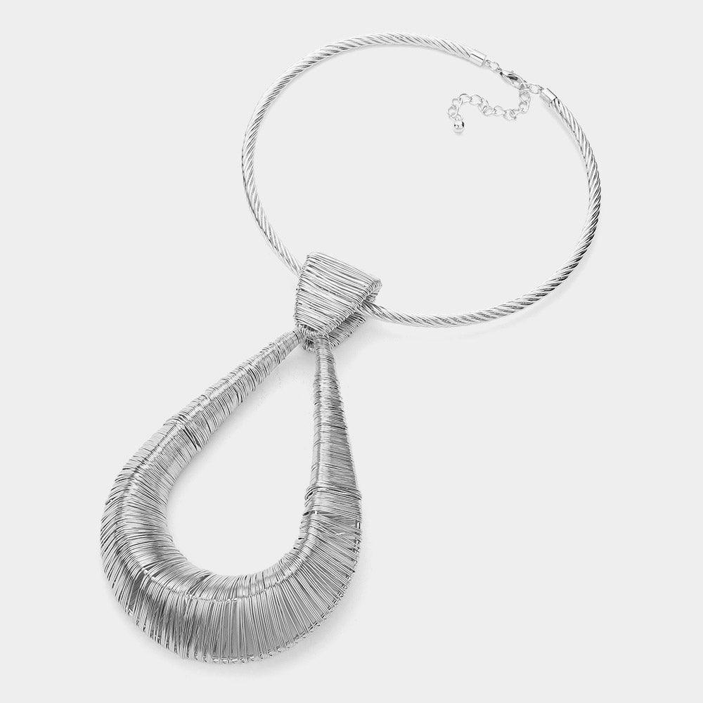 Metal Wire Wrapped Oversized Teardrop Pendant Statement Necklace - Jewelry Store by Erik Rayo