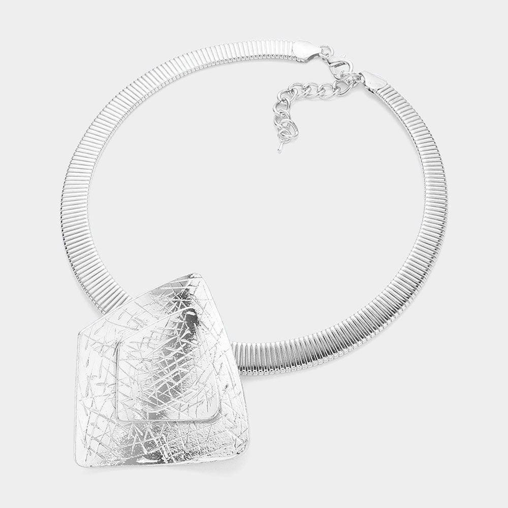 Oversized Textured Abstract Metal Pendant Necklace - Jewelry Store by Erik Rayo