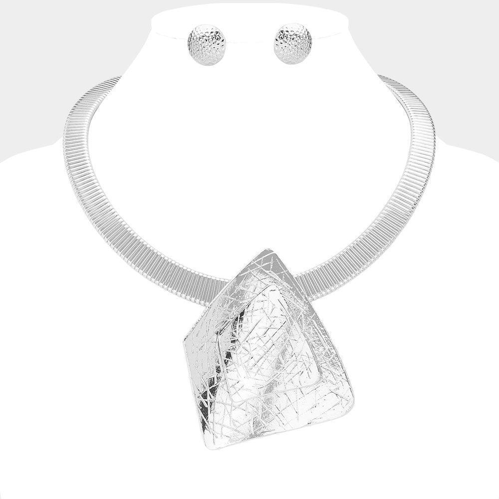 Oversized Textured Abstract Metal Pendant Necklace - Jewelry Store by Erik Rayo
