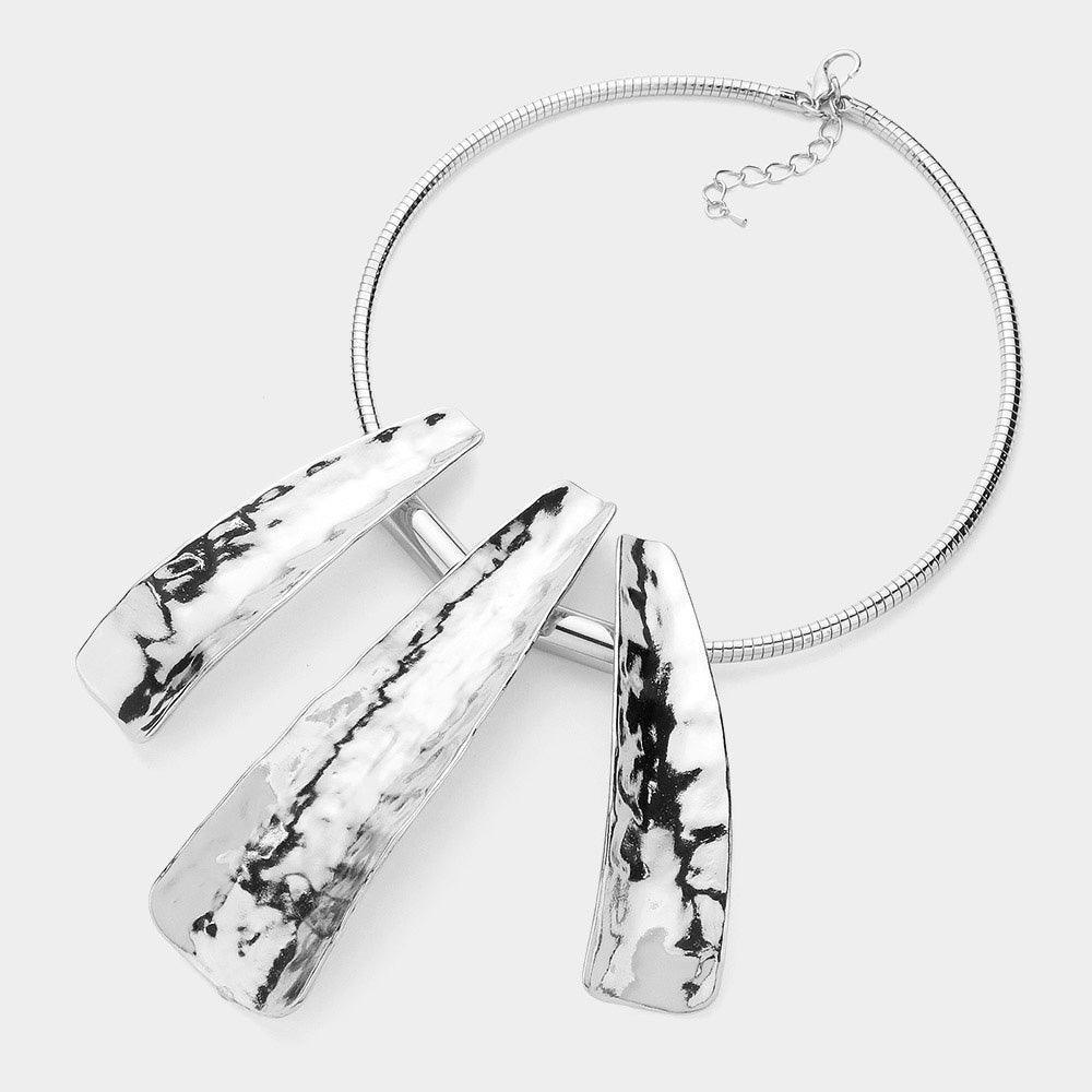 Abstract Hammered Metal Bar Statement Necklace - Jewelry Store by Erik Rayo