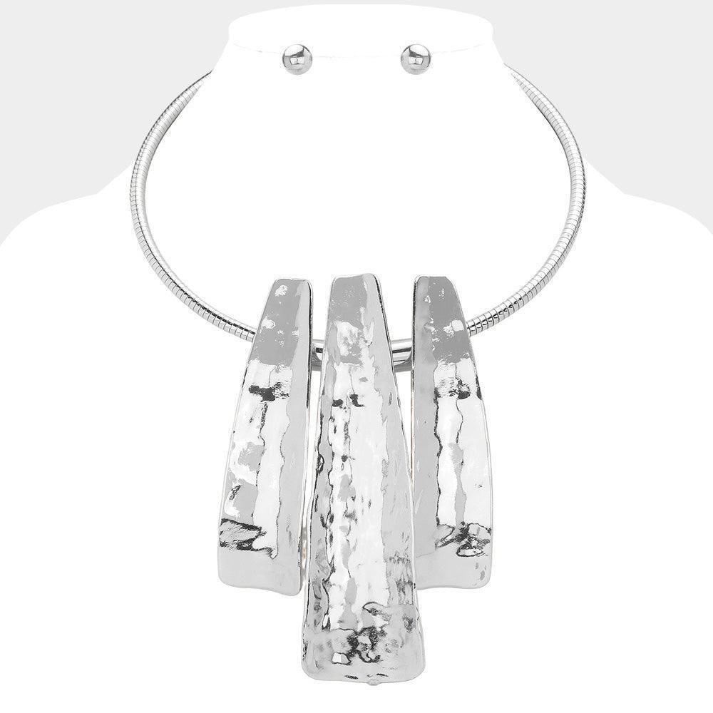 Abstract Hammered Metal Bar Statement Necklace - Jewelry Store by Erik Rayo
