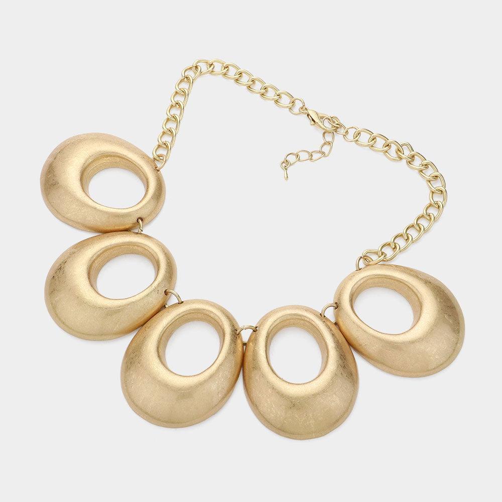Gold Chunky Matte Metal Open Circle Collar Necklace - Jewelry Store by Erik Rayo