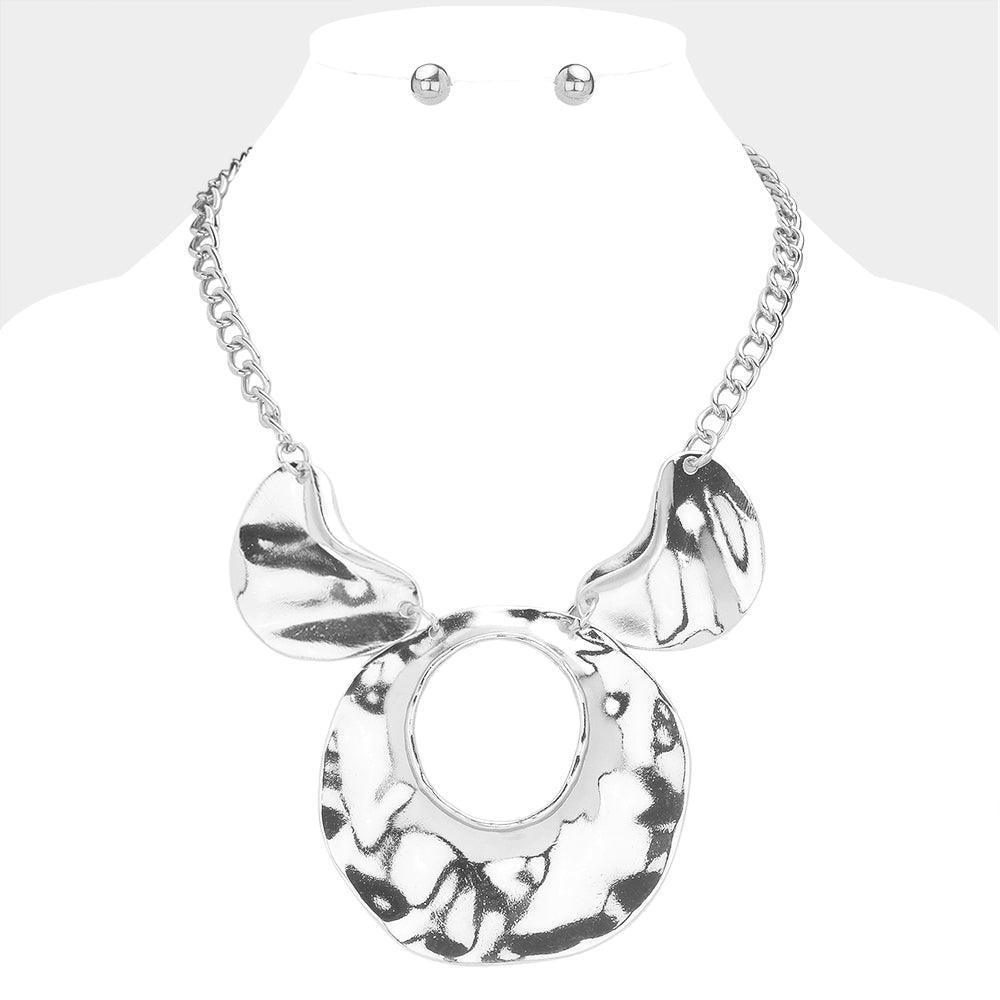 Hammered Metal Pendant Statement Necklace - Jewelry Store by Erik Rayo
