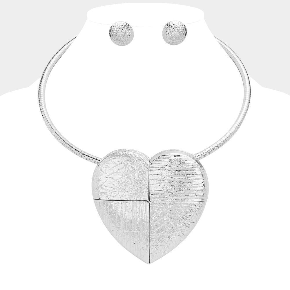 Metal Heart Pendant Statement Necklace - Jewelry Store by Erik Rayo