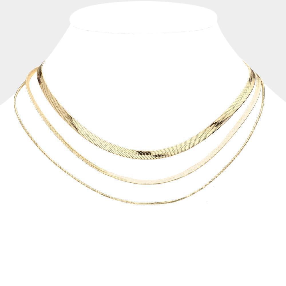 Gold Metal Chain Triple Layered Necklace - Jewelry Store by Erik Rayo