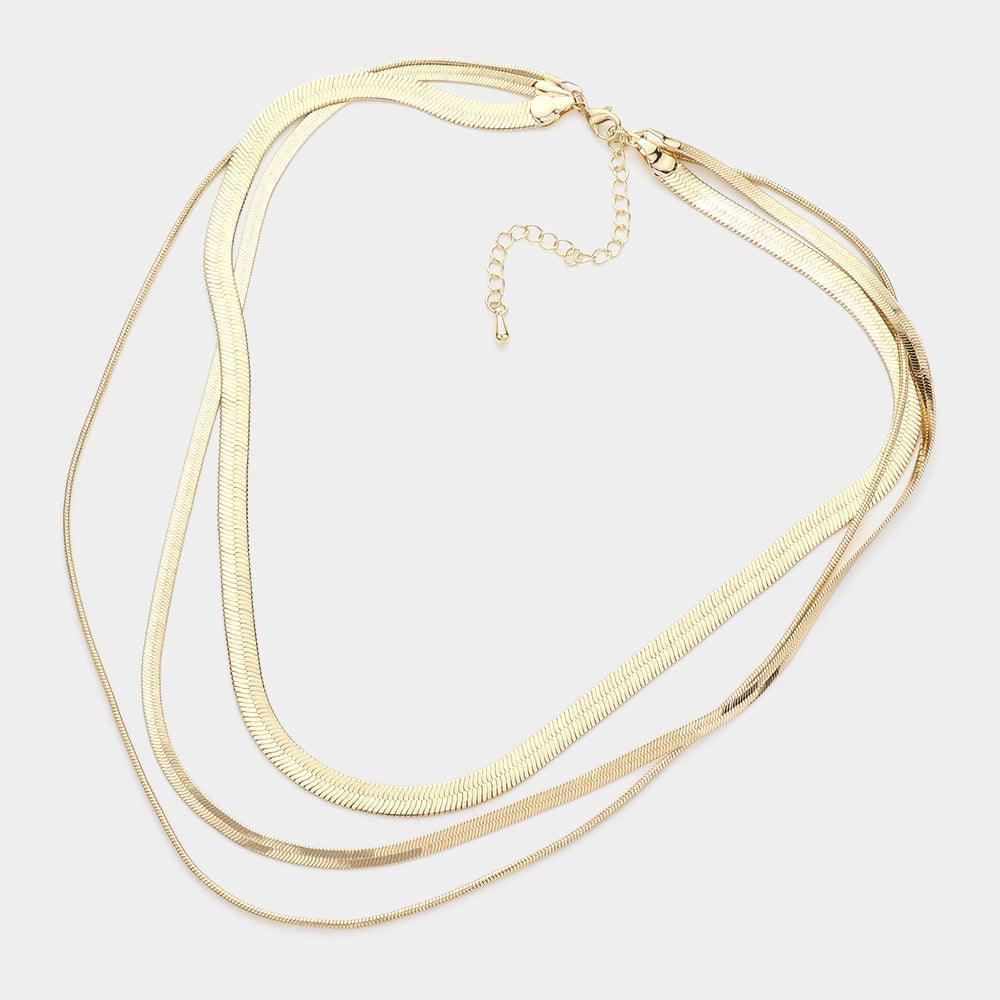 Gold Metal Chain Triple Layered Necklace - Jewelry Store by Erik Rayo