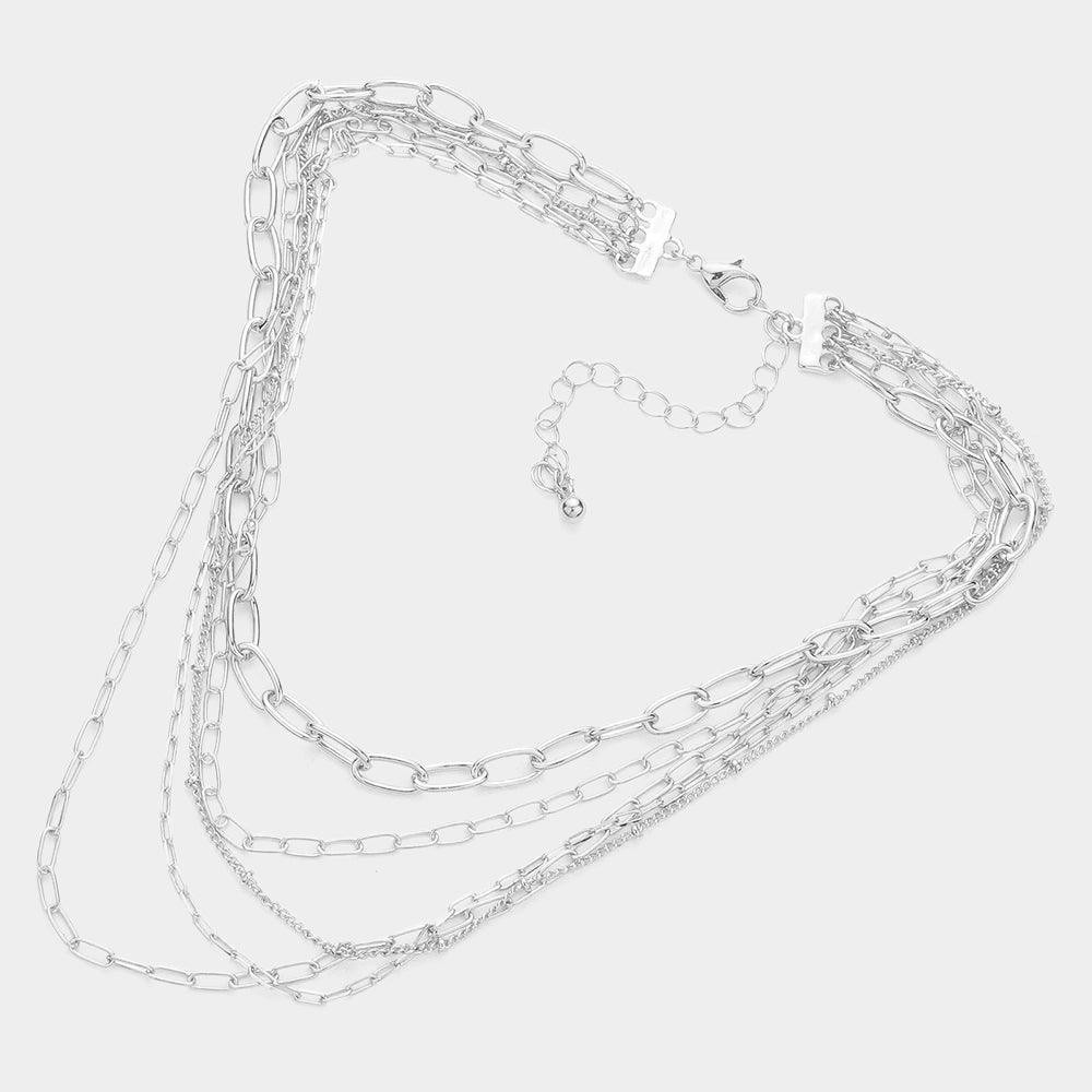 Open Metal Oval Link Multi Layered Bib Necklace - Jewelry Store by Erik Rayo