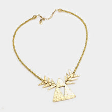 Load image into Gallery viewer, Gold Beaded Cut Out Triangle Metal Necklace
