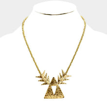 Load image into Gallery viewer, Gold Beaded Cut Out Triangle Metal Necklace
