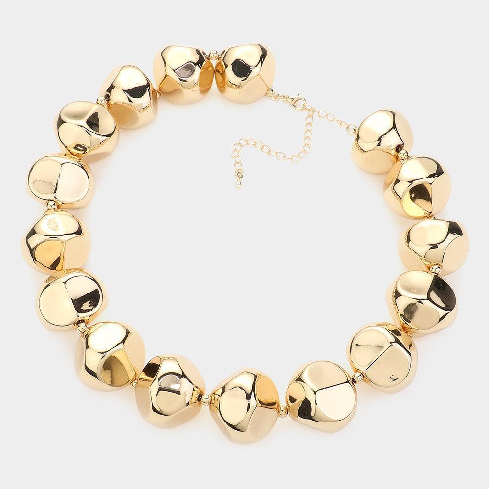 Gold Abstract Chunky Metal Necklace - Jewelry Store by Erik Rayo