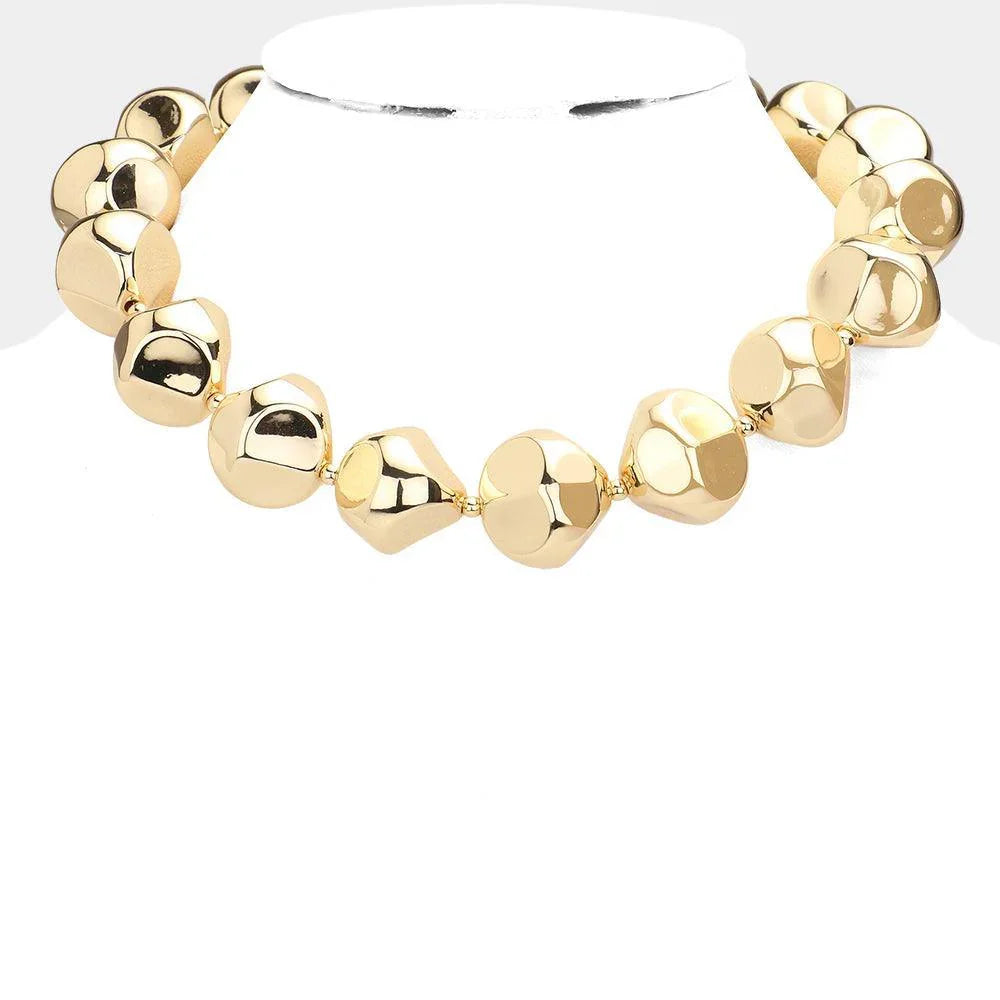 Gold Abstract Chunky Metal Necklace - Jewelry Store by Erik Rayo