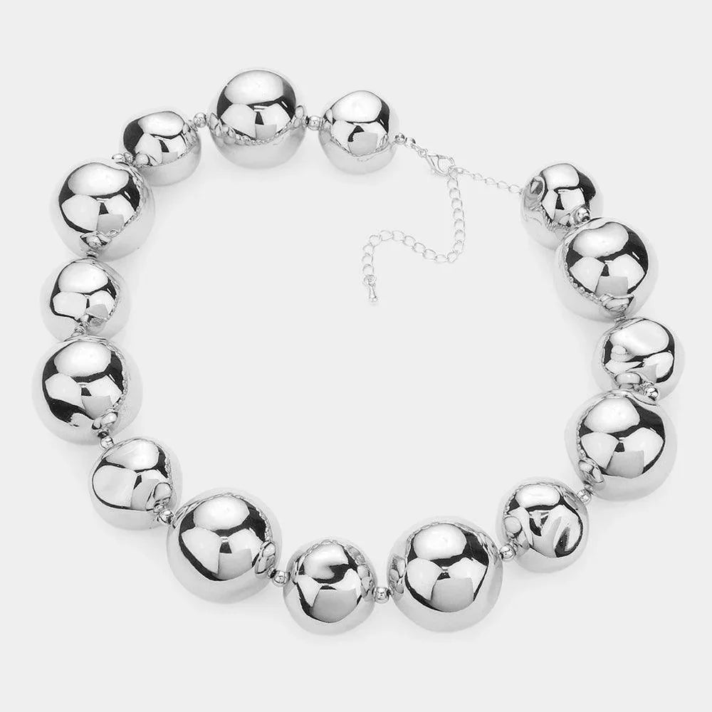 Chunky Irregular Metal Ball Necklace - Jewelry Store by Erik Rayo