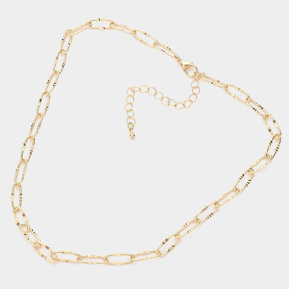 Gold Open Metal Oval Link Necklace - Jewelry Store by Erik Rayo