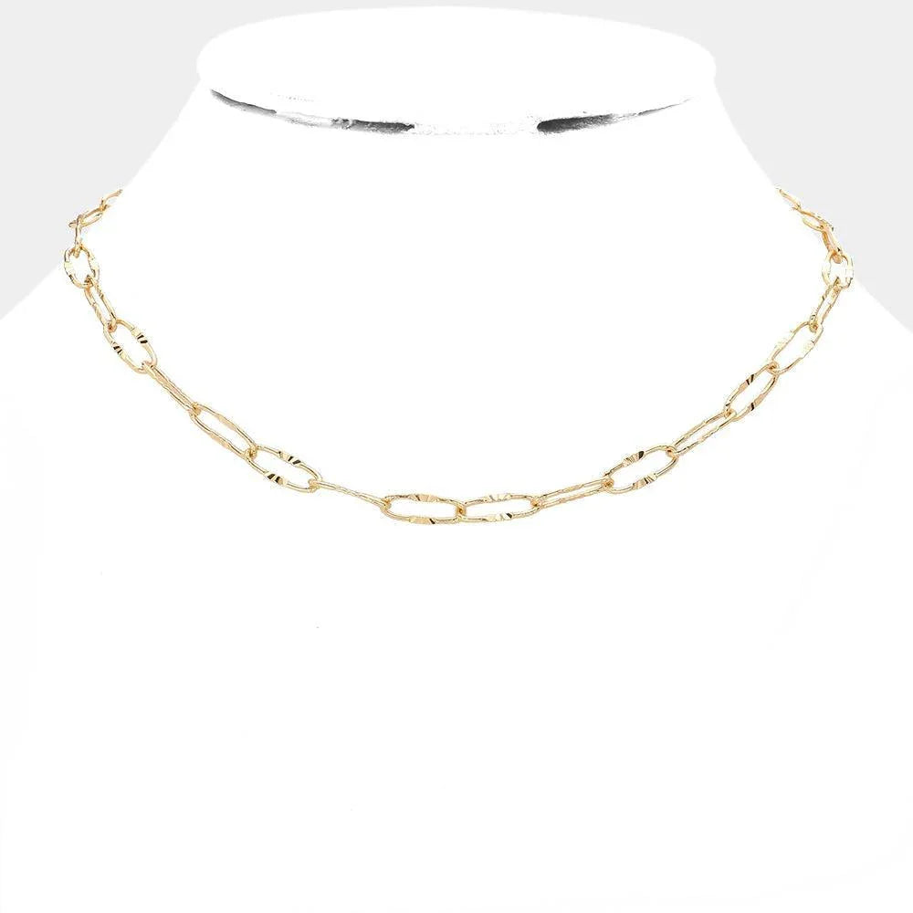 Gold Open Metal Oval Link Necklace - Jewelry Store by Erik Rayo