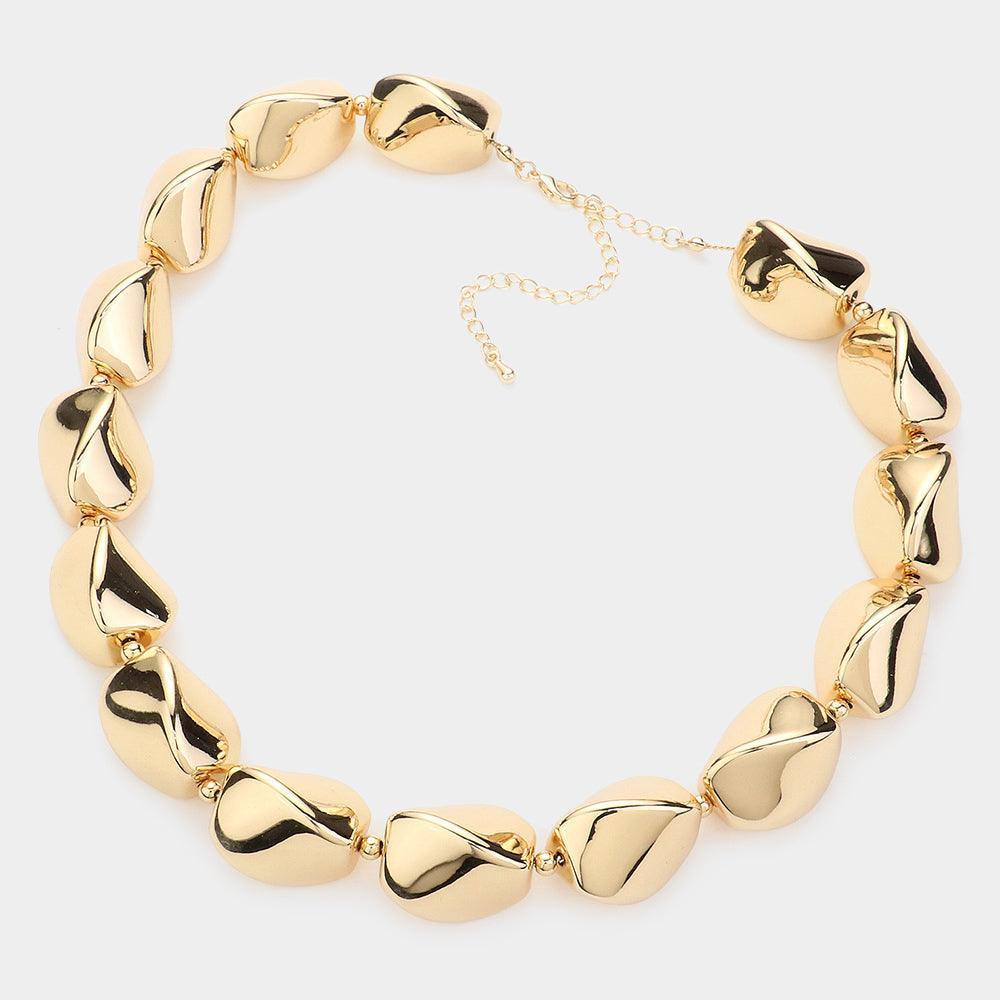 Gold Abstract Metal Chunky Necklace - Jewelry Store by Erik Rayo