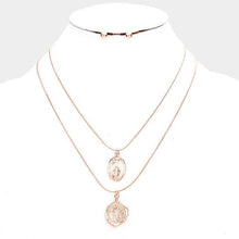 Load image into Gallery viewer, Rose Gold Layered Saint Mary Pendants Bib Necklace
