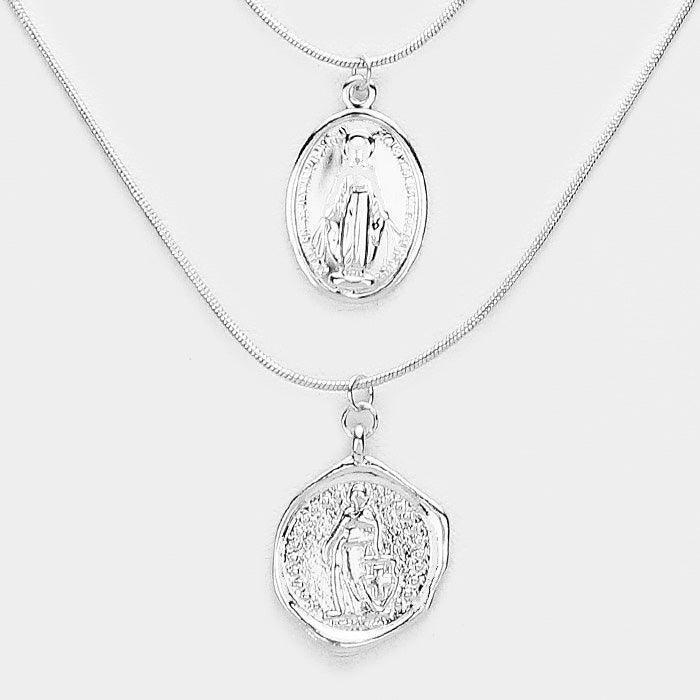 Layered Saint Mary Pendants Bib Necklace - Jewelry Store by Erik Rayo