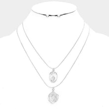 Load image into Gallery viewer, Layered Saint Mary Pendants Bib Necklace
