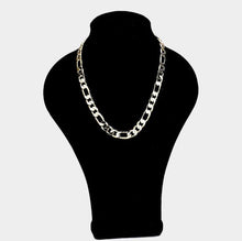 Load image into Gallery viewer, Gold 30 INCH, 10mm-Gold Plated Concave Textured Figaro Chain Necklaces
