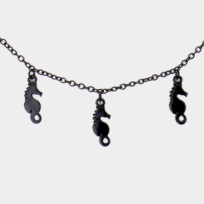 Black Multi Seahorse Metal Charm Necklace - Jewelry Store by Erik Rayo