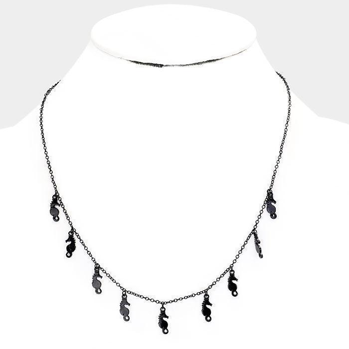 Black Multi Seahorse Metal Charm Necklace - Jewelry Store by Erik Rayo