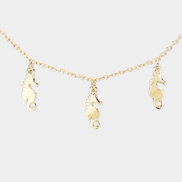 Gold Multi Seahorse Metal Charm Necklace - Jewelry Store by Erik Rayo