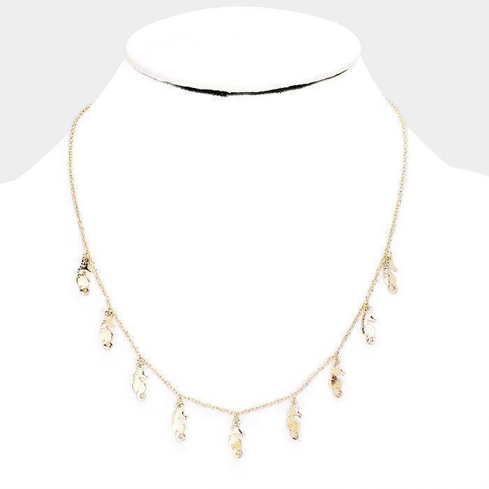 Gold Multi Seahorse Metal Charm Necklace - Jewelry Store by Erik Rayo