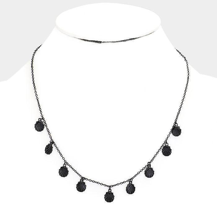 Black Multi Shell Metal Charm Necklace - Jewelry Store by Erik Rayo