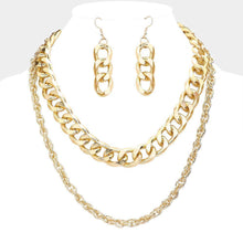 Load image into Gallery viewer, Gold Double Layered Chunky Chain Necklace
