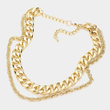 Load image into Gallery viewer, Gold Double Layered Chunky Chain Necklace
