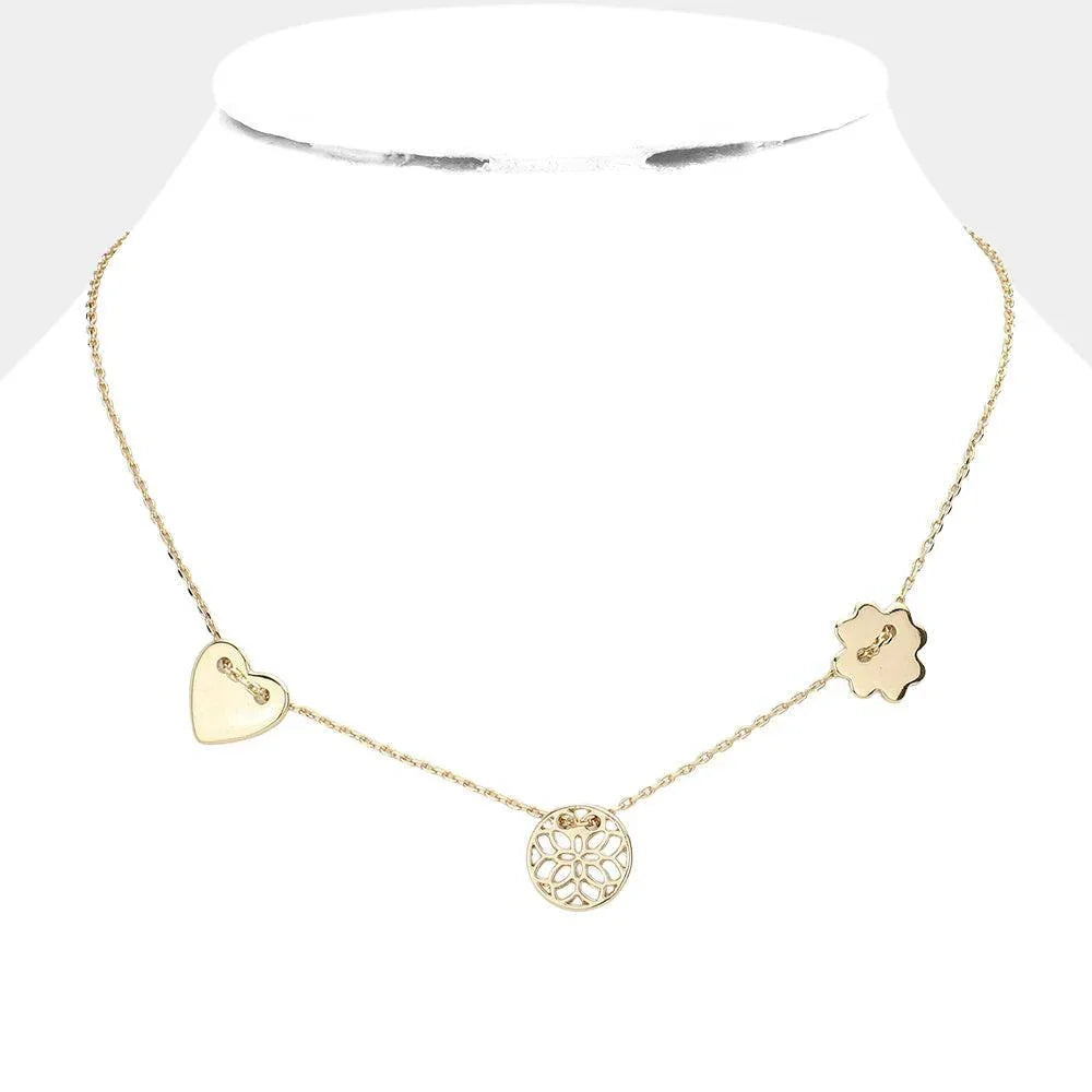 Gold Metal Heart Filigree Round Pendant Necklace - Jewelry Store by Erik Rayo