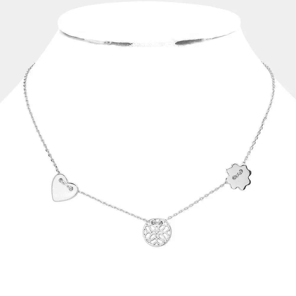 Silver Metal Heart Filigree Round Pendant Necklace - Jewelry Store by Erik Rayo