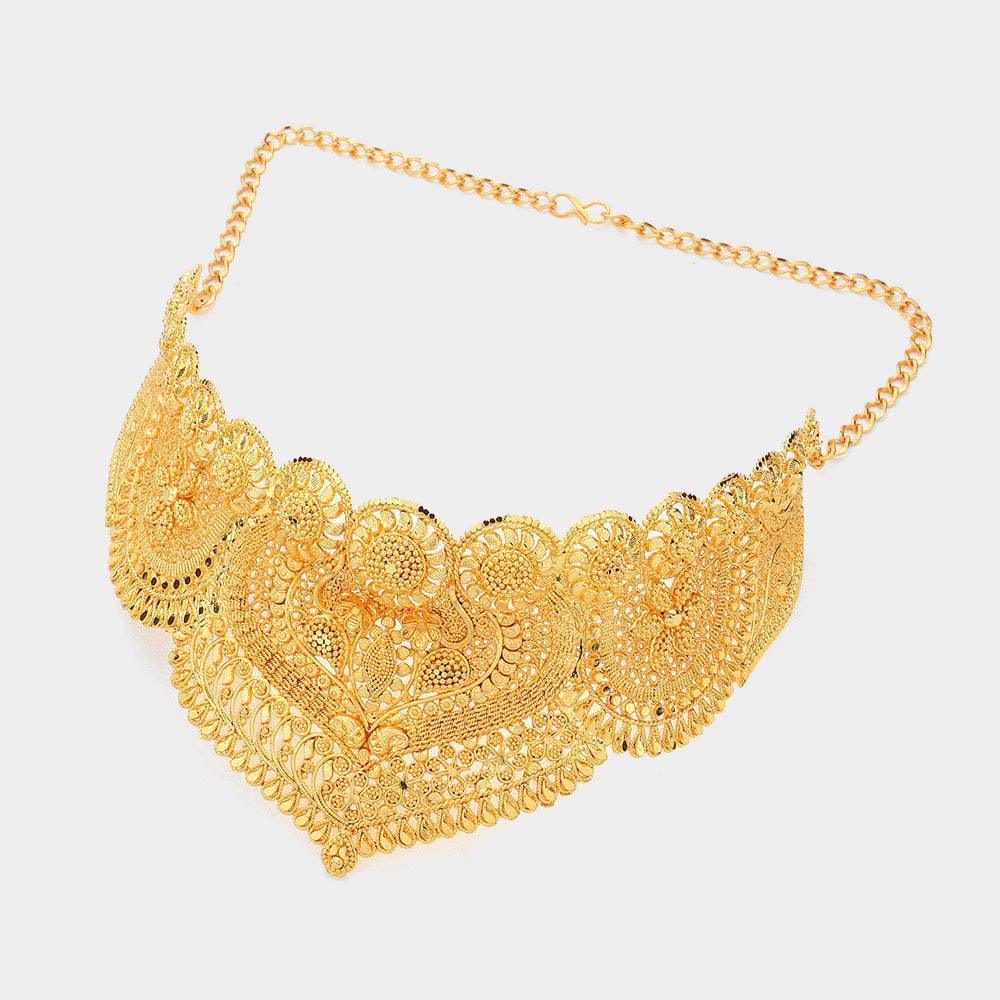 Gold Boho Abstract Metal Statement Necklace - Jewelry Store by Erik Rayo