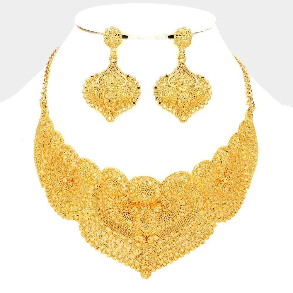 Gold Boho Abstract Metal Statement Necklace - Jewelry Store by Erik Rayo