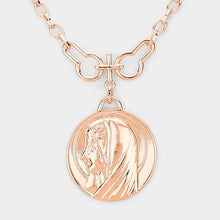 Load image into Gallery viewer, Rose Gold Layered Saint Mary Metal Pendant Necklace
