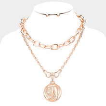 Load image into Gallery viewer, Rose Gold Layered Saint Mary Metal Pendant Necklace
