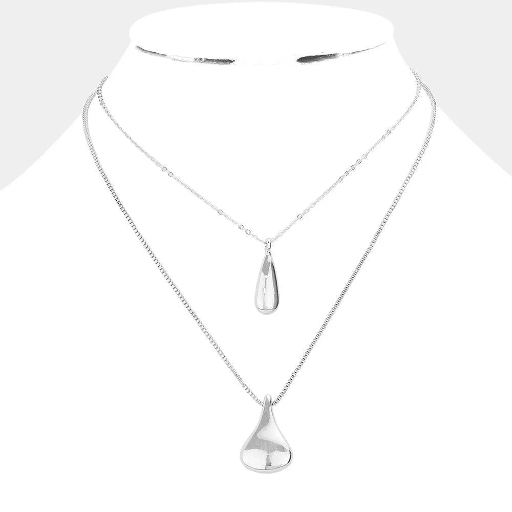 Metal Drop Pendant Double Layered Necklace - Jewelry Store by Erik Rayo