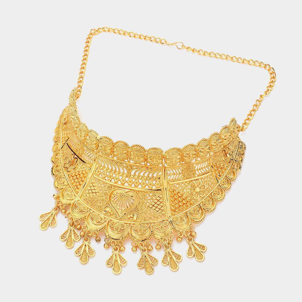 Gold Boho Abstract Metal Statement Necklace - Jewelry Store by Erik Rayo