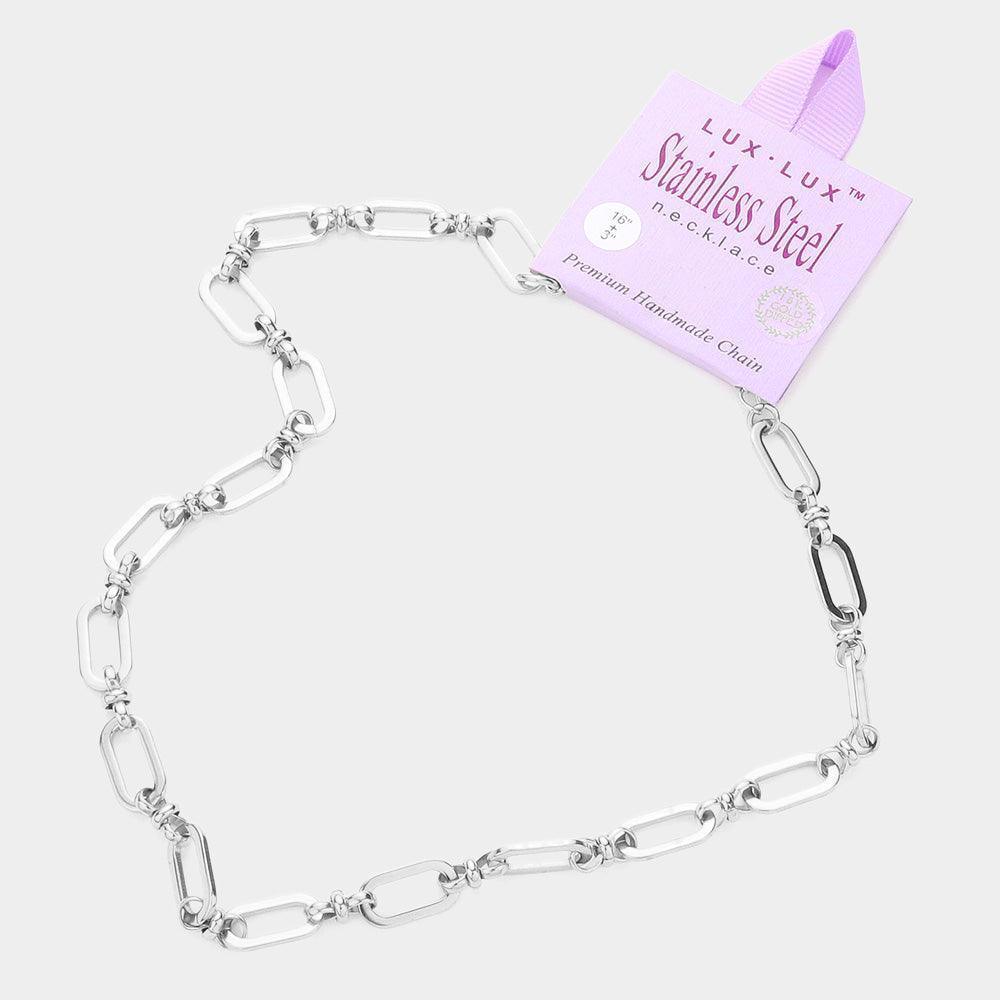Gold 18K White Gold Dipped Stainless Steel Premium Handmade Chain Necklace - Jewelry Store by Erik Rayo