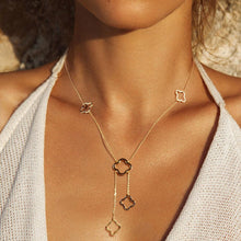 Load image into Gallery viewer, Gold Gold Dipped Quatrefoil Station Necklace
