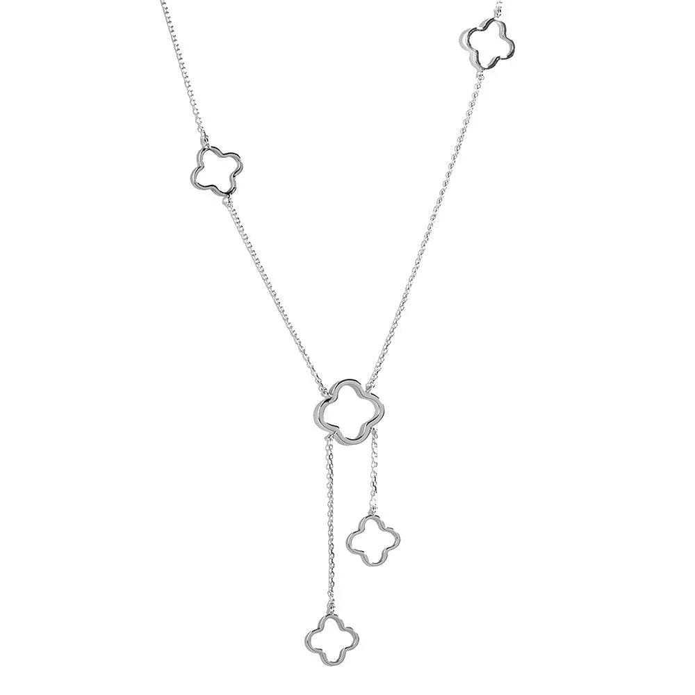 Gold White Gold Dipped Quatrefoil Station Necklace - Jewelry Store by Erik Rayo