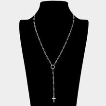 Load image into Gallery viewer, Dropped Metal Cross Pendant Y Necklace
